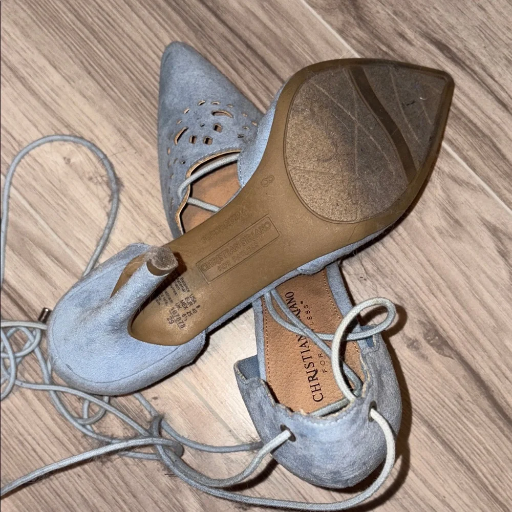Christian Siriano Light Blue Lace-Up Heels - Picture 7 of 8